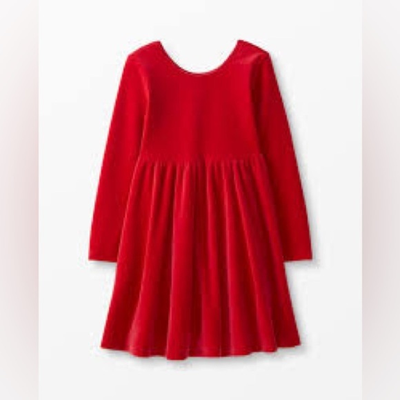 Hanna Andersson red velour skater dress pockets fit & flare Christmas size 6/7 - Picture 1 of 8